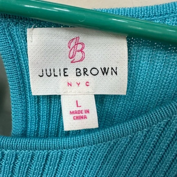 Julie Brown NYC Blue and Teal Knit Dress, Sleeveless, Mid length - Picture 3 of 7